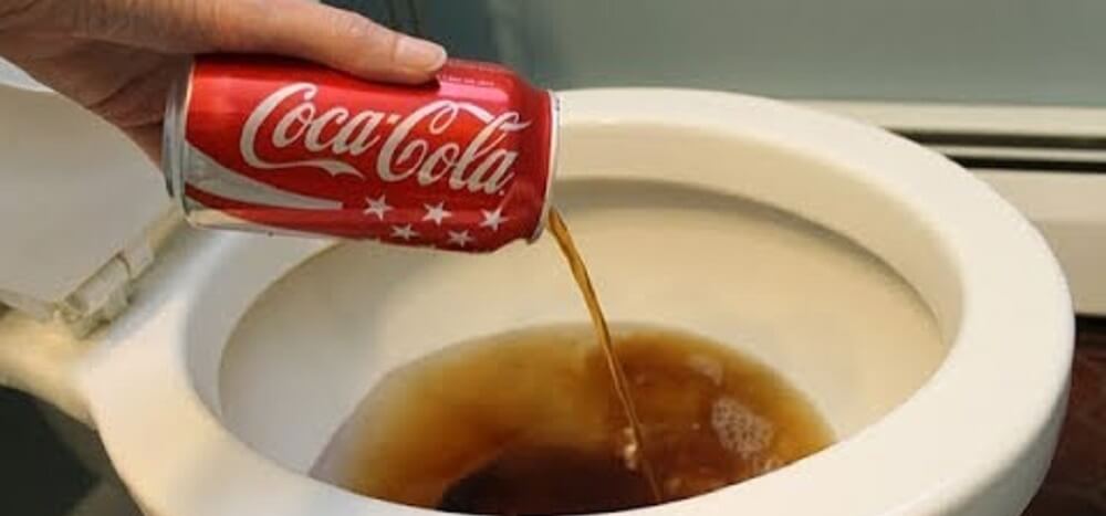 bathroom cleaning hacks - Use Cola to Clean the Toilet Bowl