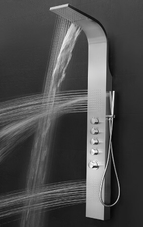 AKDY 63" Stainless Steel Thermostatic Rainfall Waterfall Style Multi-Function Shower Tower Panel 