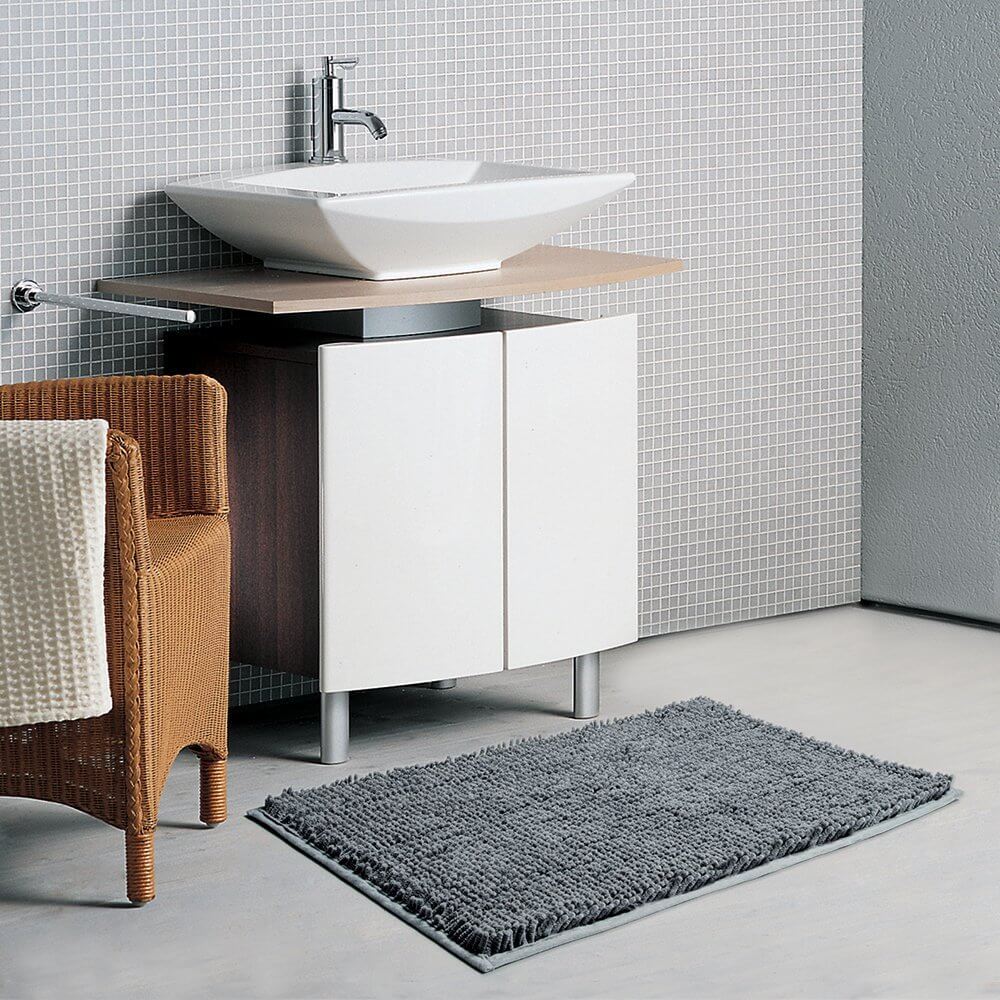 Vdomus Non-slip Microfiber Shag Bathroom Mat 20 x 32-Inches (Grey)
