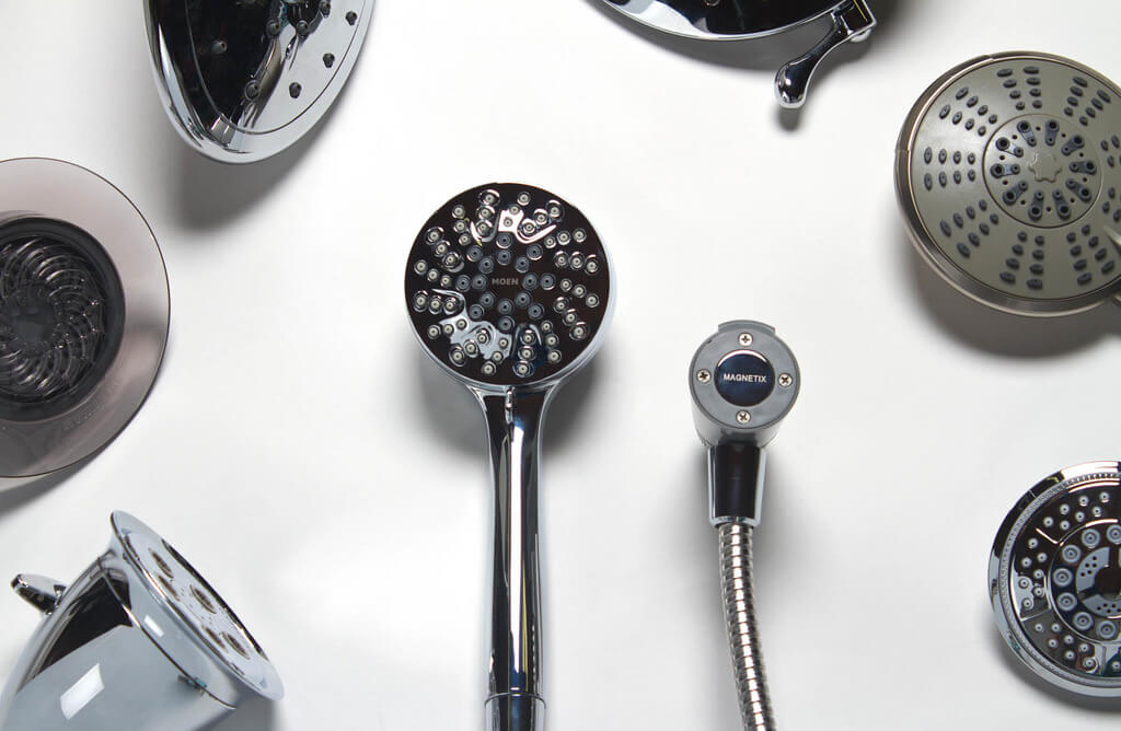 Group of the Best Shower Heads on a White Table used for Showerhead Installation