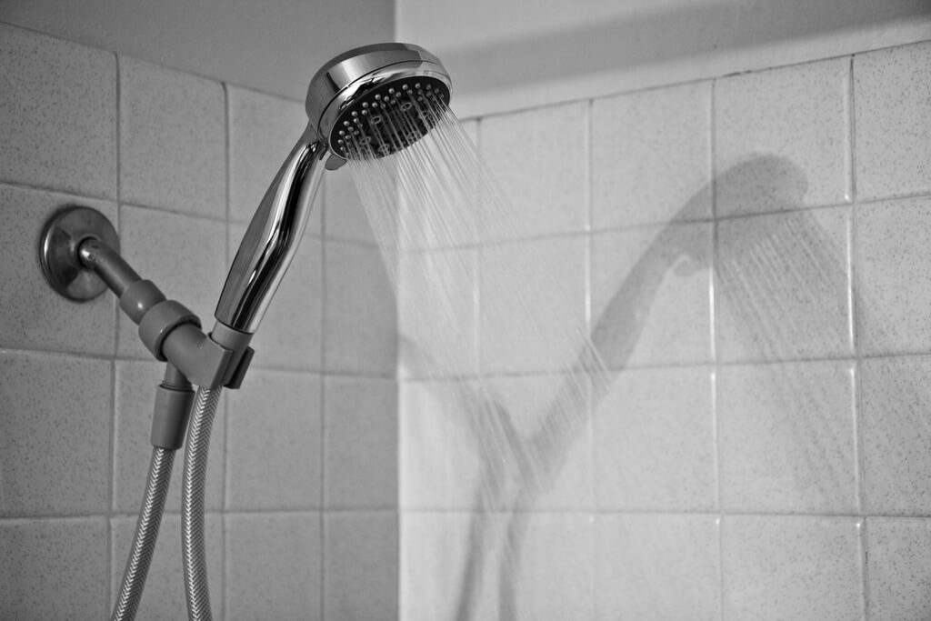 Handheld Showerhead Shower Head with cold water flowing after successful Showerhead Installation