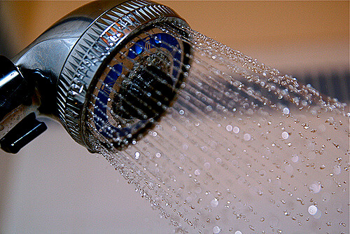 Shower Head with macro Water Drops coming out after successful Showerhead Installation